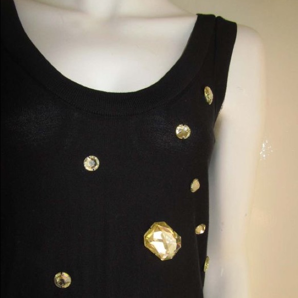 SONIA RYKIEL H&M RARE BLACK COTTON JEWEL PARTY DRESS SMALL - Picture 5 of 6